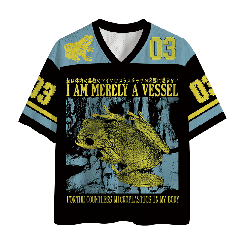 Modecanvas Funny Vintage Japanese Frog Mesh Jersey-modecanvas