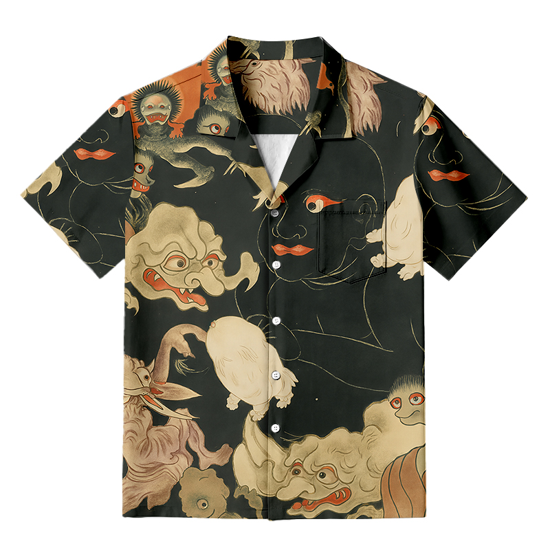 Modecanvas Yokai Encyclopedia Hawaiian Shirt