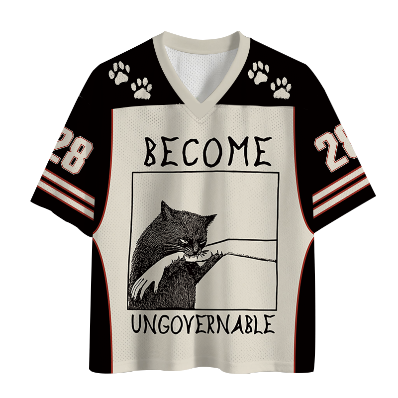 Modecanvas Cat Biting Arm Mesh Jersey-modecanvas