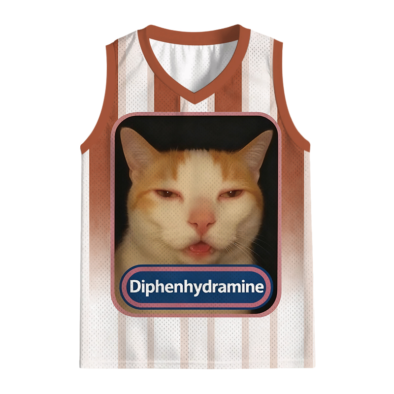 Modecanvas Pink Diphenhydramine Meme Cat Jersey Tank