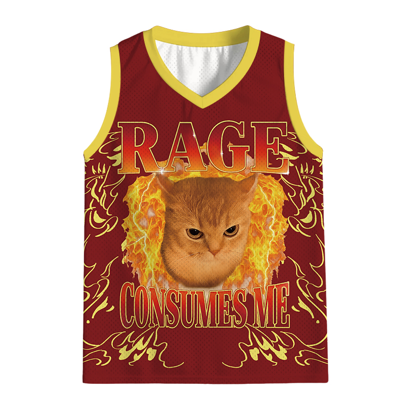 Modecanvas Rage Consumes Me Edgy Funny Cat Meme Jersey Tank