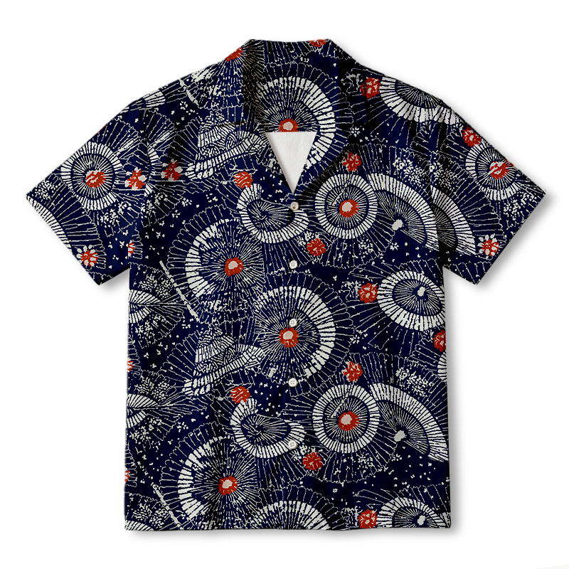 Modecanvas Japanese Retro Folding Fan Hawaiian Shirt-modecanvas