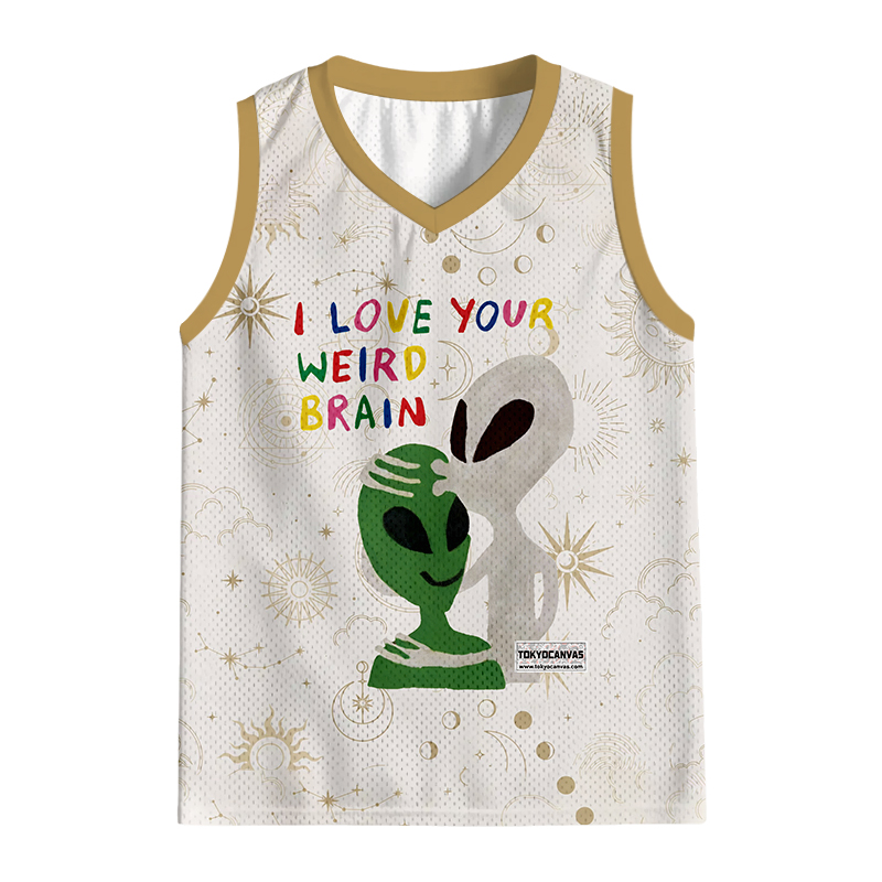 Modecanvas I Love Your Weird Brain Alien Jersey Tank