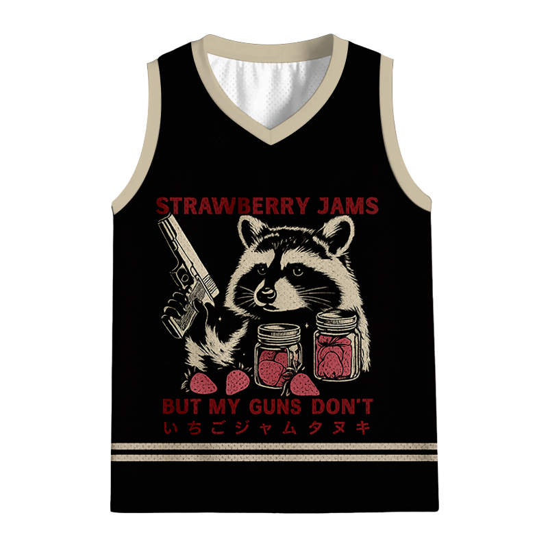 Modecanvas Strawberry Jams Funny Raccoon Jersey Tank