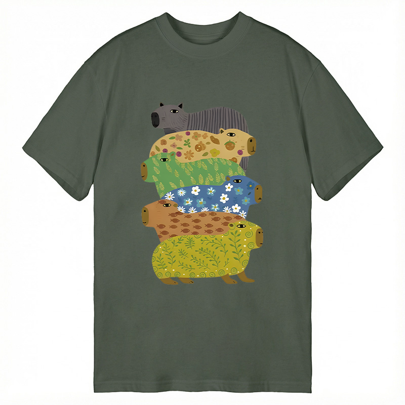 Modecanvas Colorful Capybaras DTG Printing Classic T-Shirt-modecanvas