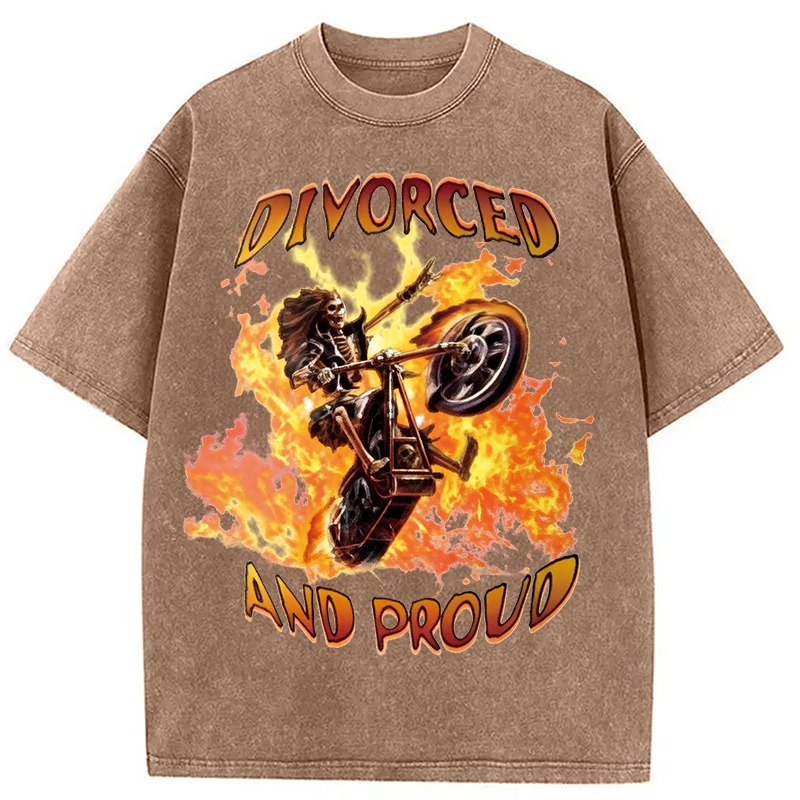 Modecanvas Divorced And Proud DTG Printing Washed T-Shirt