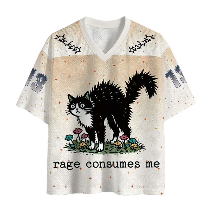 Modecanvas Angry Tuxedo Cat Mesh Jersey-modecanvas