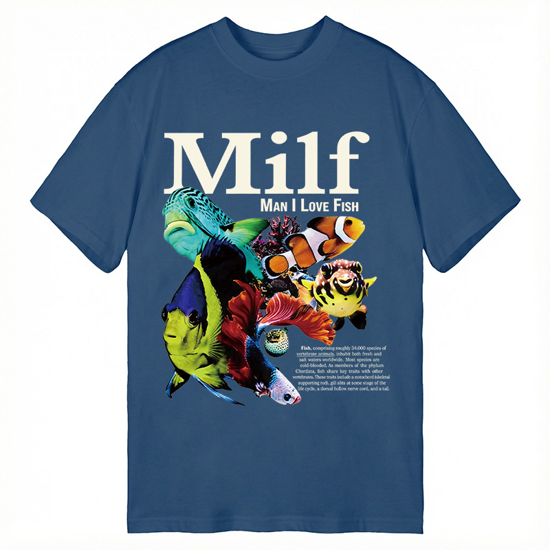 Modecanvas Man I Love Fish Vintage Meme DTG Printing Classic T-Shirt-modecanvas