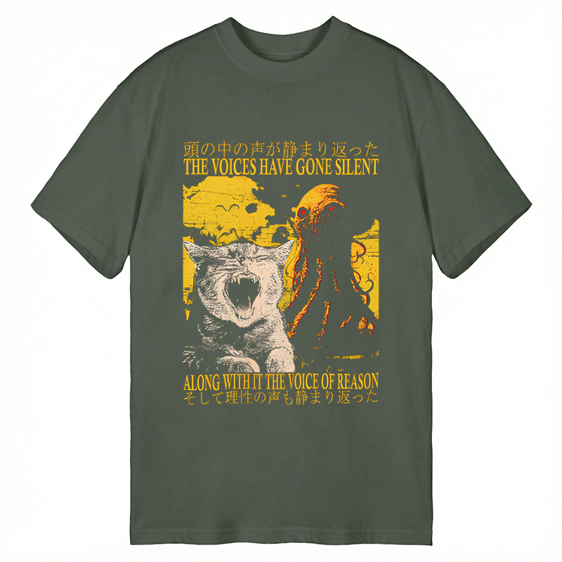 Modecanvas The Voices Have Gone Silent Cat Funny DTG Printing Classic T-Shirt-modecanvas