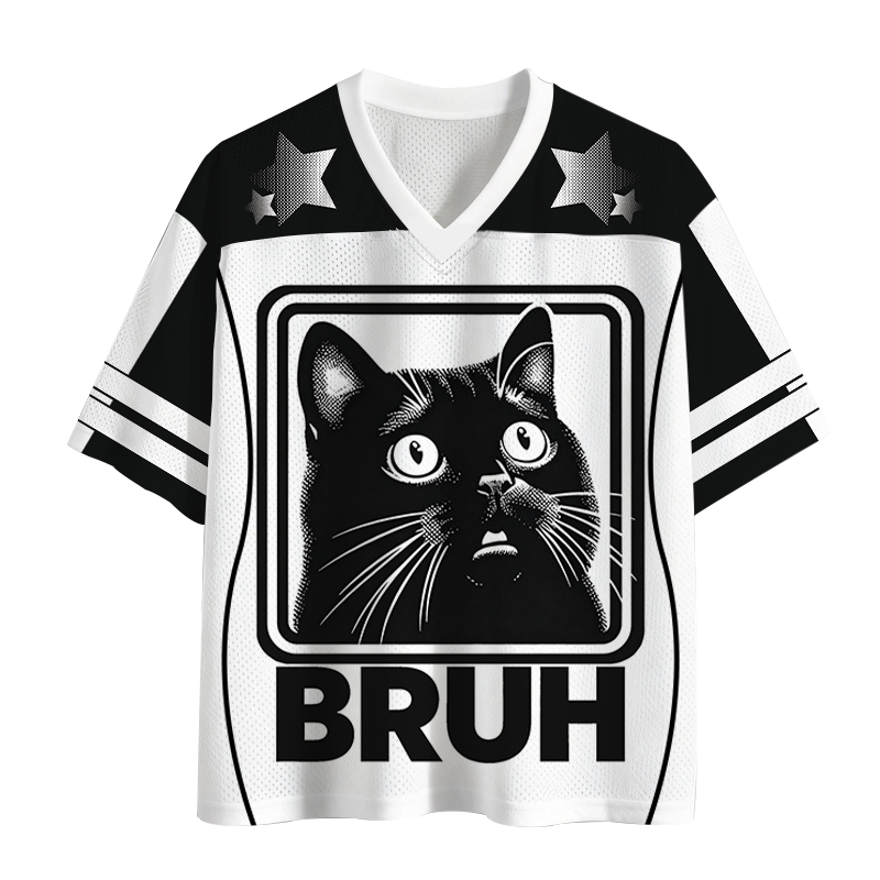 Modecanvas BRUH Cat Mesh Jersey-modecanvas
