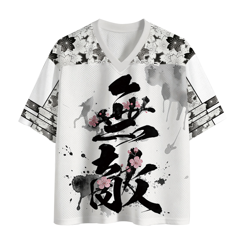 Modecanvas Invincible Japanese Kanji Mesh Jersey-modecanvas