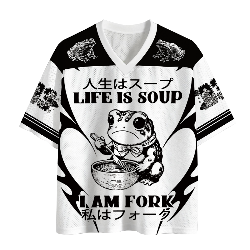 Modecanvas Life Is Soup I Am Fork Mesh Jersey-modecanvas
