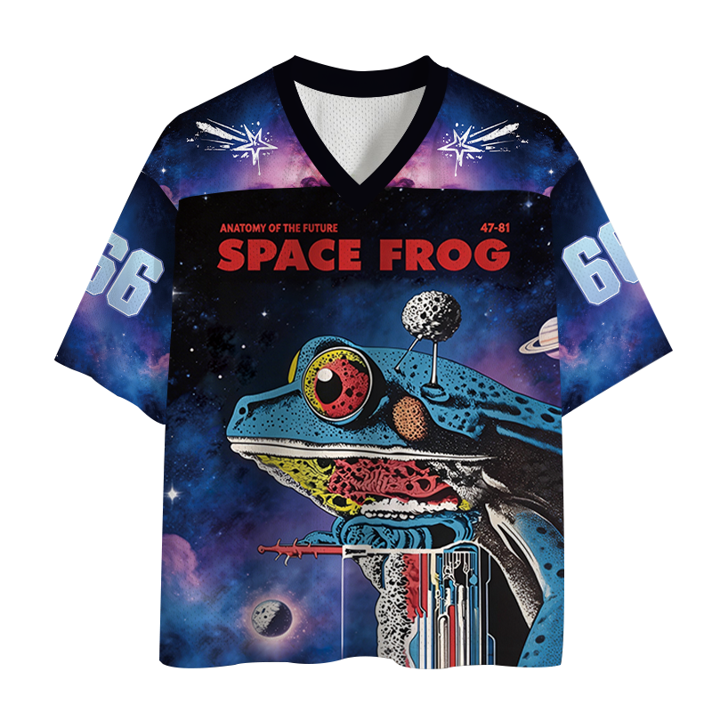 Modecanvas Retro Futuristic Frog Mesh Jersey-modecanvas