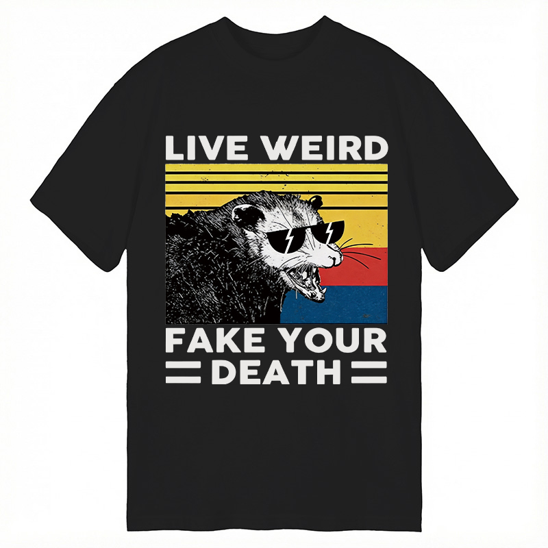 Modecanvas Live Weird Fake Your Death Possum DTG Printing Classic T-Shirt-modecanvas
