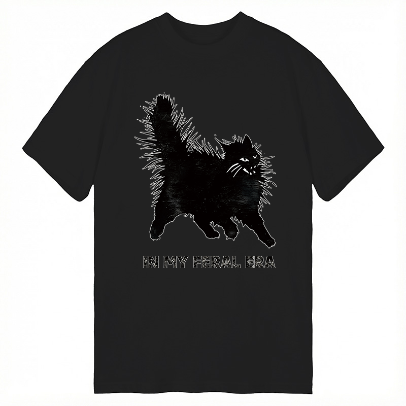 Modecanvas Wild Black Cat DTG Printing Classic T-Shirt-modecanvas