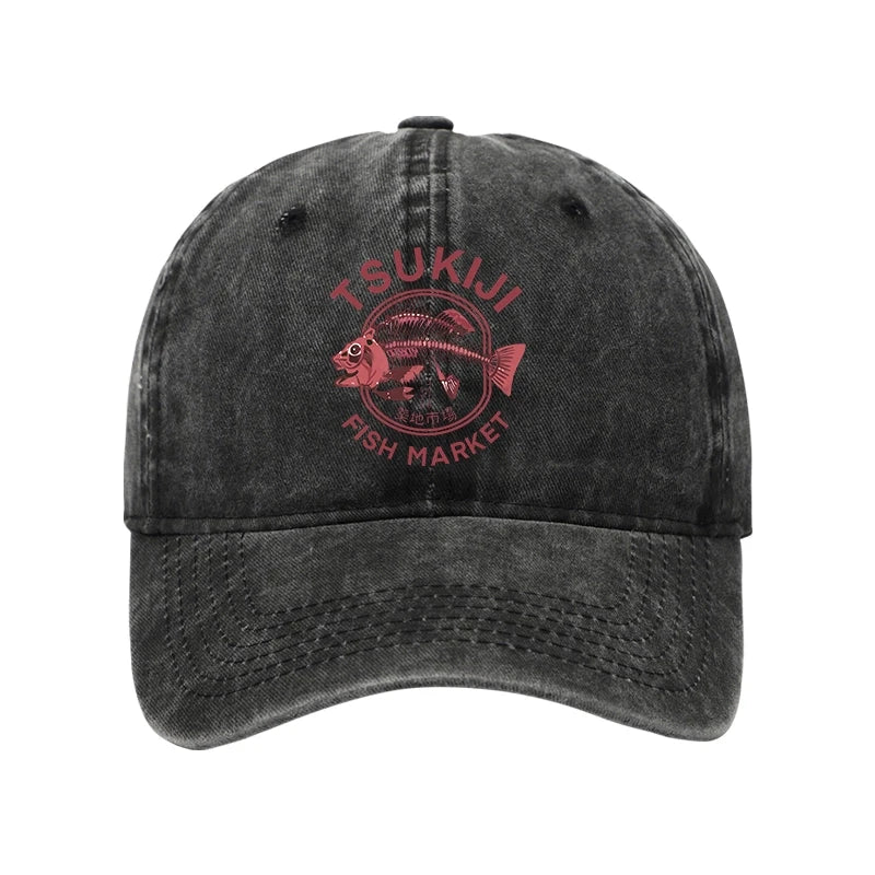 Modecanvas Tokyo Tsukiji Fish Market Vintage Japan Washed Cap-modecanvas