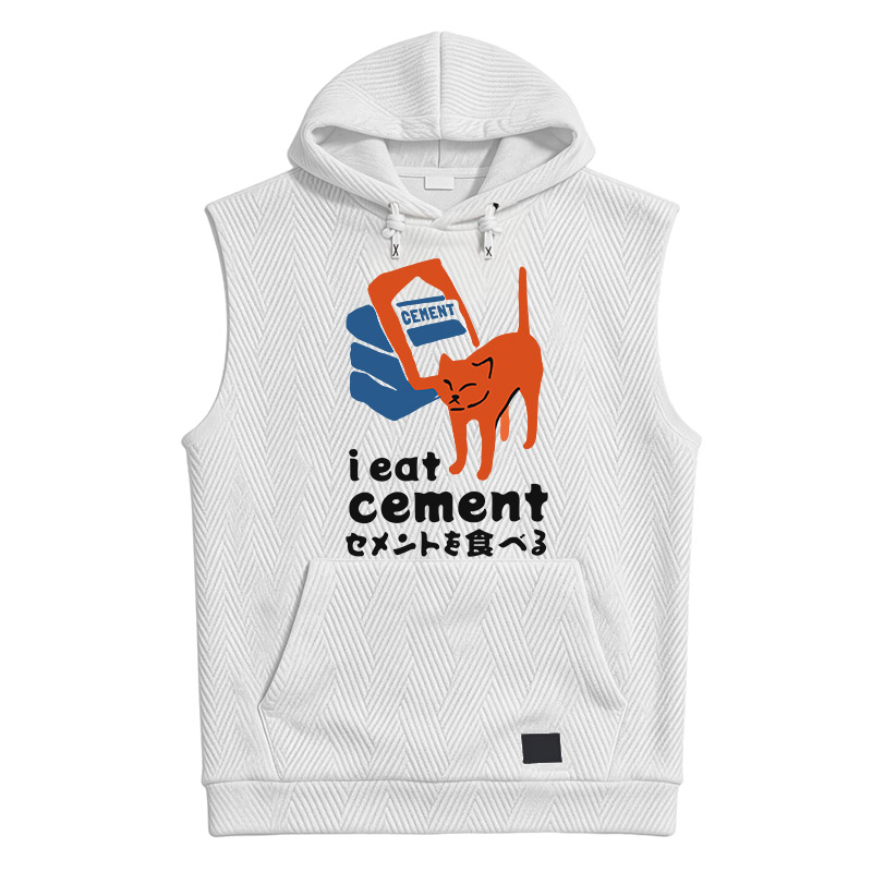 Modecanvas I Eat Cement Meme Cat Hooded Tank