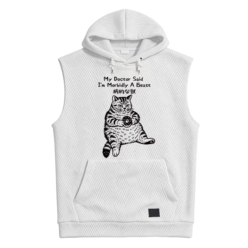 Modecanvas Lazy Fat Cat Hooded Tank