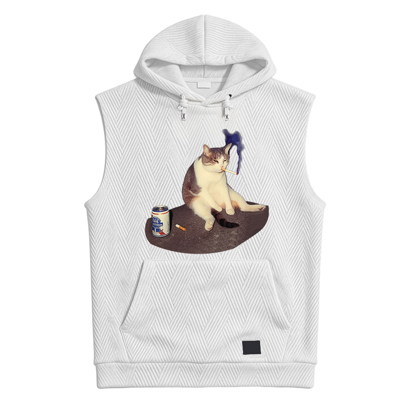 Modecanvas Custom Cat Smoking Meme Hooded Tank