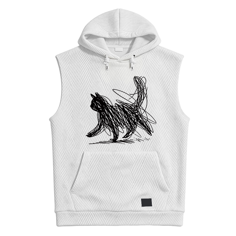 Modecanvas Minimalist Cat Art Hooded Tank