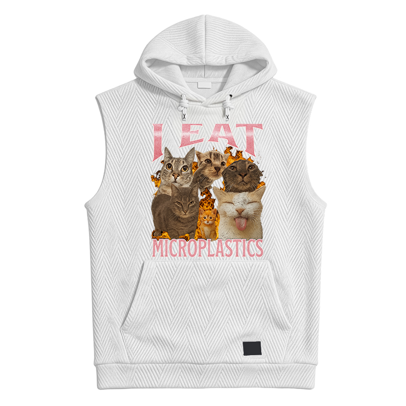 Modecanvas I Eat Microplastics Funny Cat Meme Hooded Tank