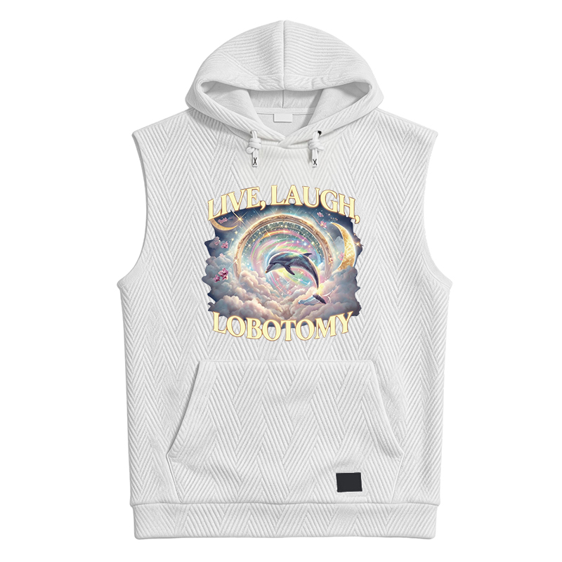 Modecanvas Live Laugh Lobotomy Funny Dolphin Meme Hooded Tank