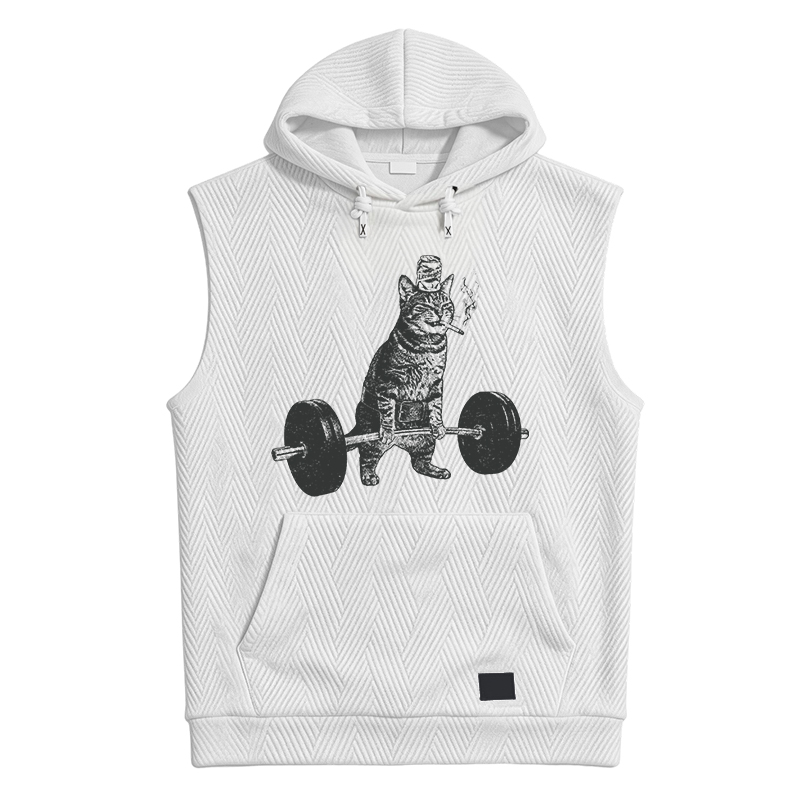 Modecanvas Funny Deadlift Cat Hooded Tank