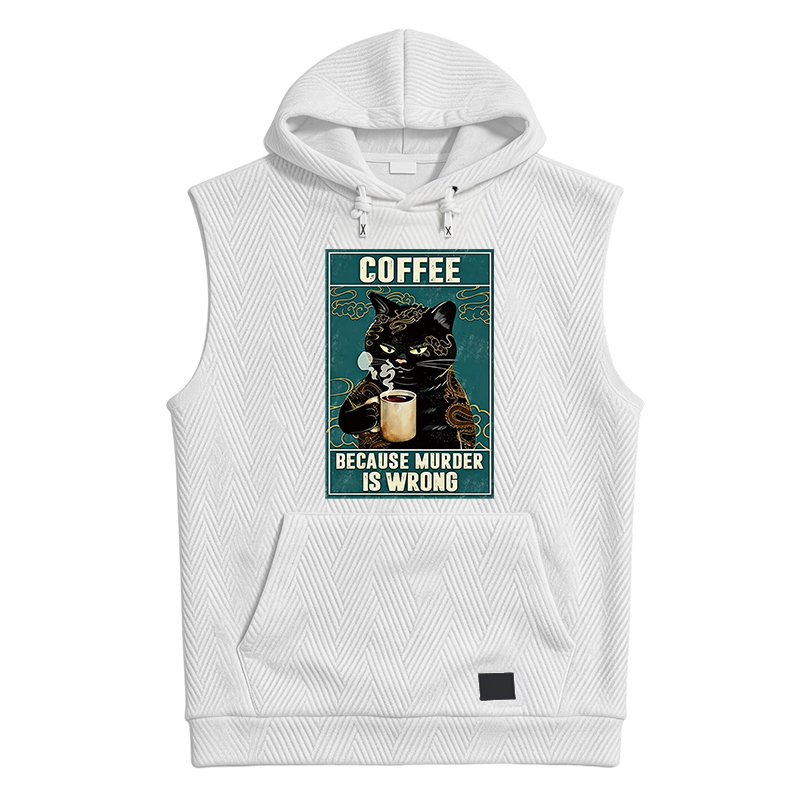 Modecanvas Cat Tattoo Coffee Because Murder Is Wrong Hooded Tank