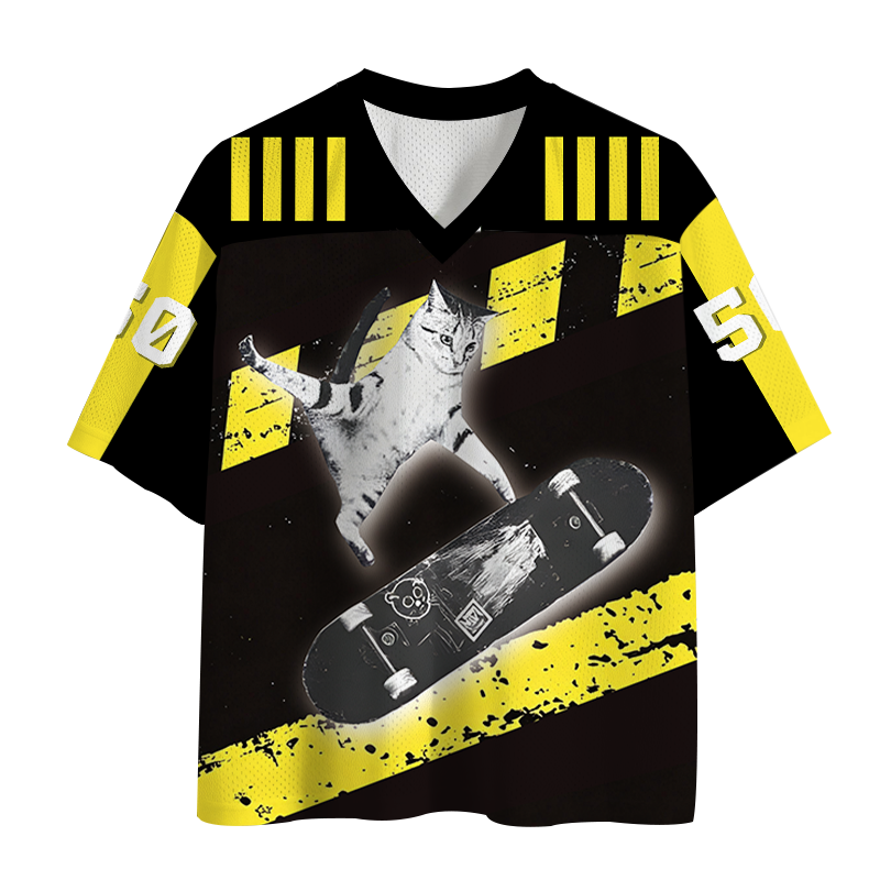 Modecanvas Skateboarding Cat Mesh Jersey-modecanvas