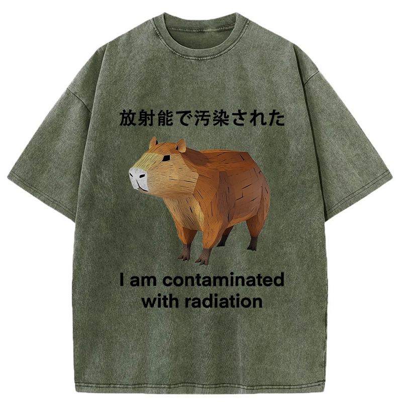 Modecanvas Capybara Contaminated By Radiation Washed T-Shirt-modecanvas
