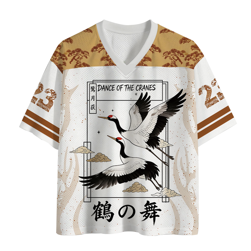 Modecanvas Ancient Pines & Cranes Mesh Jersey-modecanvas