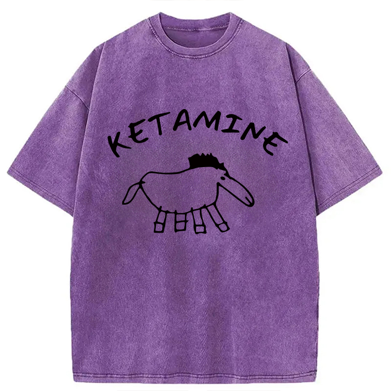 Modecanvas Ketamine Child Drawing DTG Printing Washed T-Shirt
