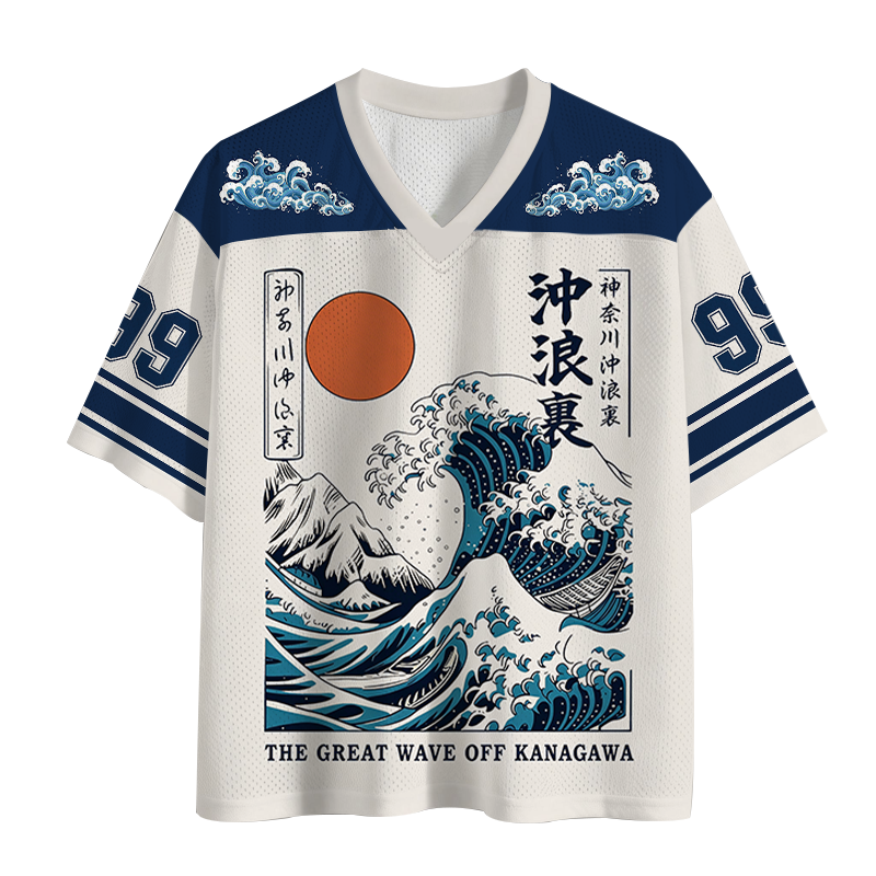Modecanvas Ukiyo-e Ocean Waves Japanese Mesh Jersey-modecanvas