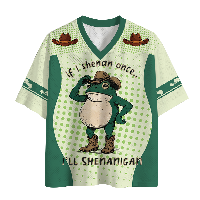 Modecanvas If I Shenan Once Funny Frog Mesh Jersey-modecanvas