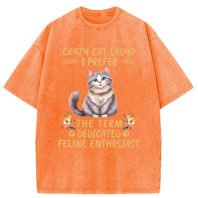 Modecanvas Funny Sarcastic Cat Lady DTG Printing Washed T-Shirt