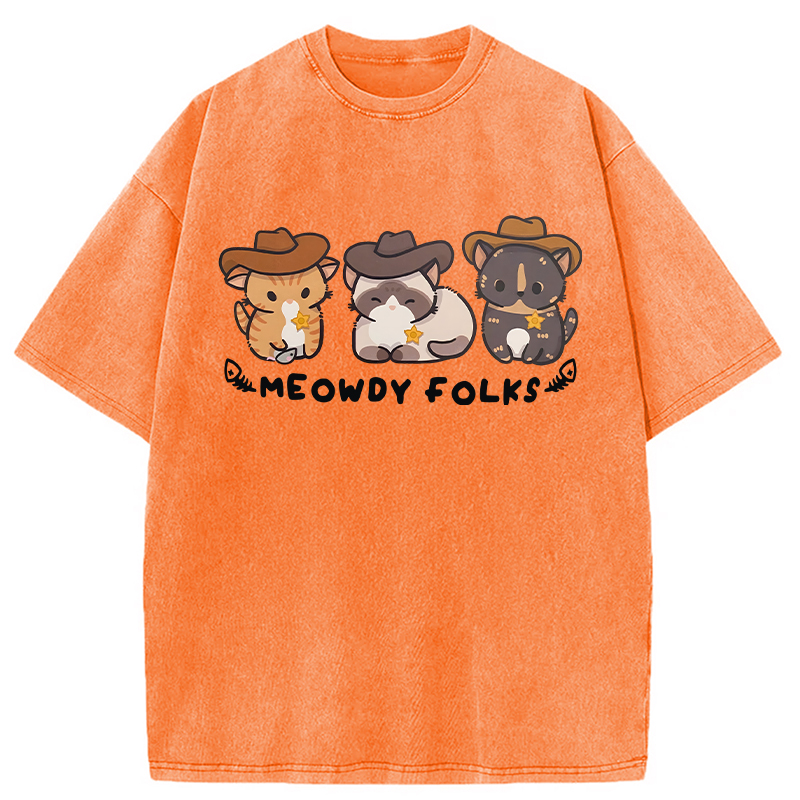 Modecanvas Meowdy Folks DTG Printing Washed T-Shirt