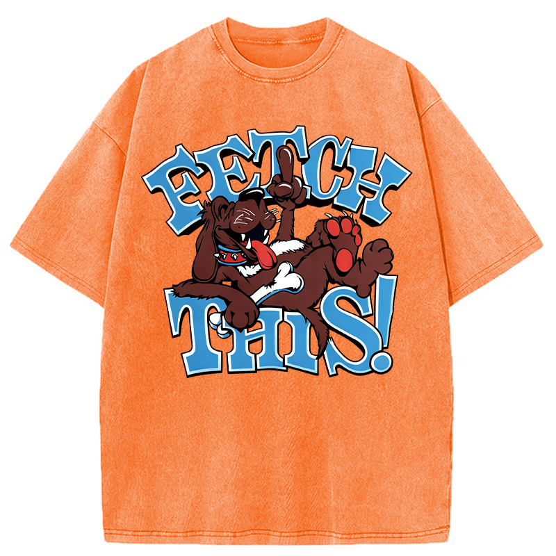 Modecanvas Vintage 90s Fetch Dog DTG Printing Washed T-Shirt