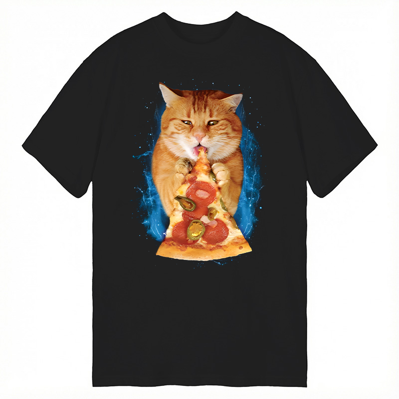 Modecanvas Pizza Cat DTG Printing Classic T-Shirt-modecanvas