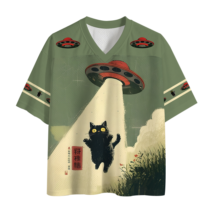 Modecanvas Vintage Japanese Alien Cat Mesh Jersey-modecanvas