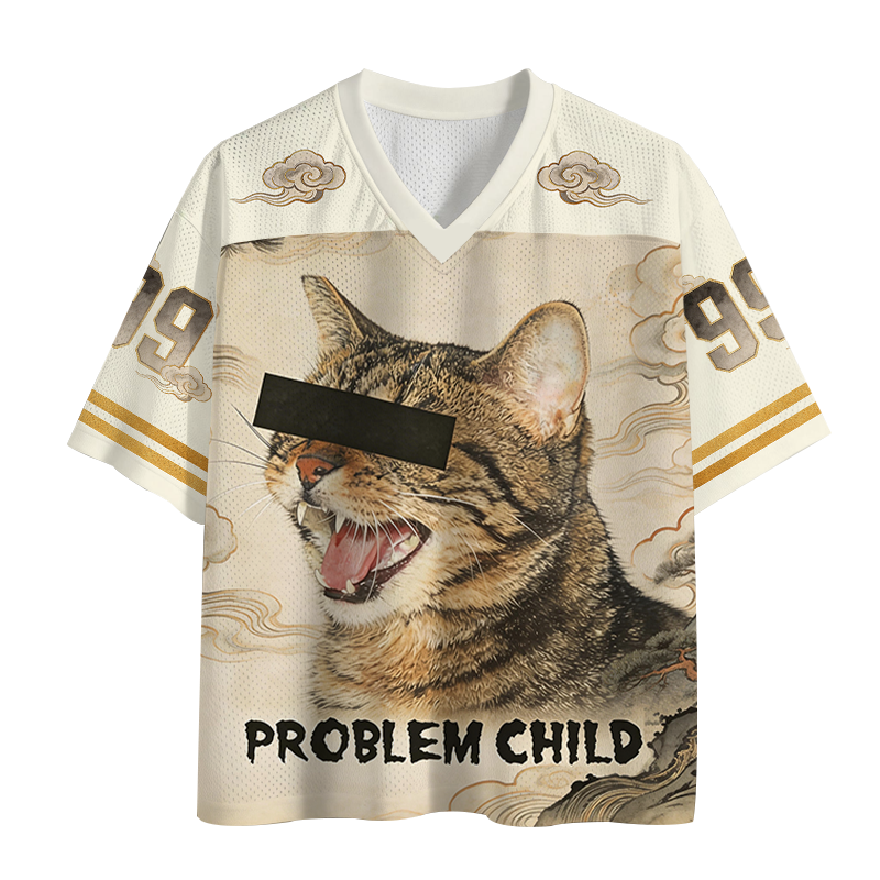 Modecanvas Problem Child Cat Mesh Jersey-modecanvas