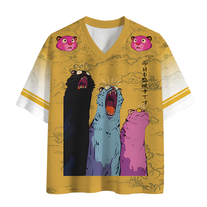 Modecanvas Howling Cat Mesh Jersey-modecanvas