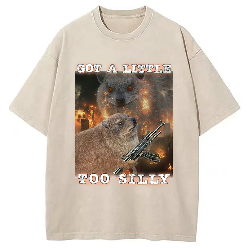Modecanvas Got A Little Too Silly Rock Hyrax Washed T-Shirt