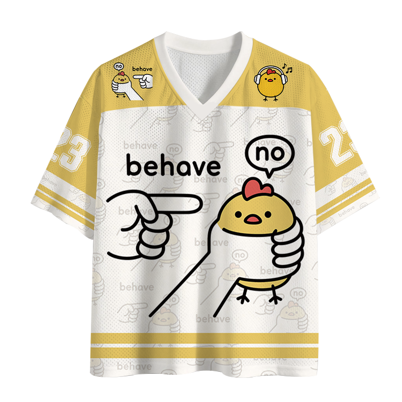 Modecanvas No Behave Stubborn Chicken Meme Mesh Jersey-modecanvas