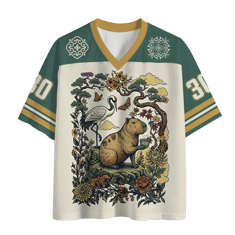 Modecanvas Tea-Sipping Capybara Mesh Jersey-modecanvas