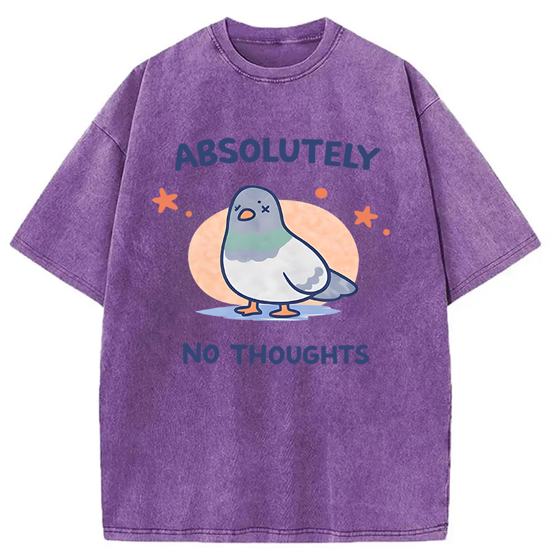 Modecanvas Absolutely No Thoughts DTG Printing Washed T-Shirt