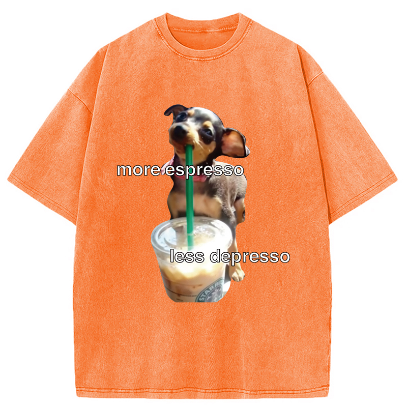 Modecanvas More Espresso Less Depresso Meme Washed T-Shirt