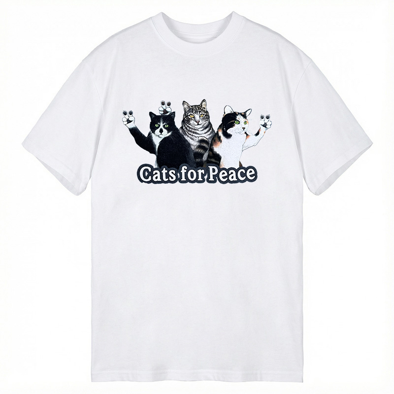 Modecanvas Cats For Peace DTG Printing Classic T-Shirt-modecanvas