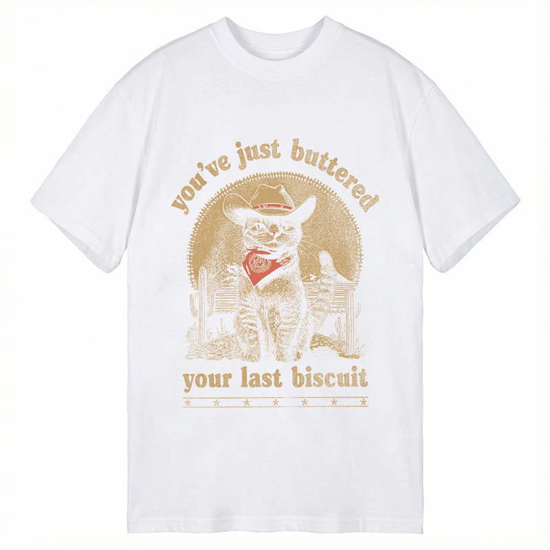 Modecanvas Western Cowboy Cat DTG Printing Classic T-Shirt-modecanvas