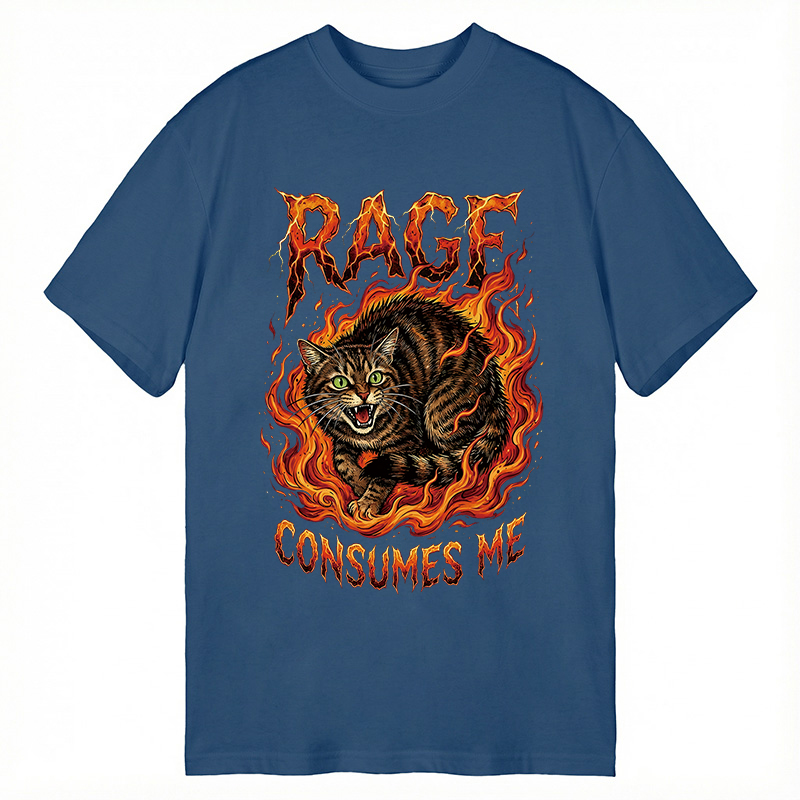 Modecanvas Rage Consumes Me Angry Cat Meme DTG Printing Classic T-Shirt-modecanvas