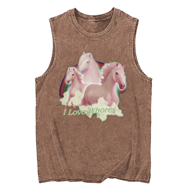 Modecanvas I Love Whores DTG Printing Washed Tank-modecanvas